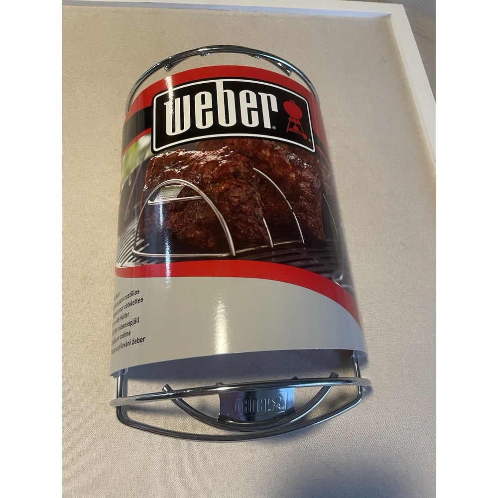 Weber Rib Rack Chrome-Plated Steel, 5 Slot BBQ Grill Rib Rack Gift‎ For Him